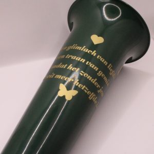 groene gepersonaliseerde grafvaas 32 cm