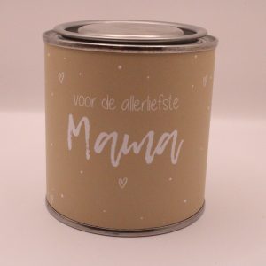 Blikje met wikkel voor de allerliefste mama beige