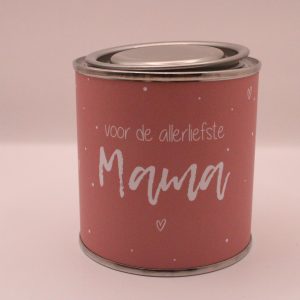 Blikje met wikkel voor de allerliefste mama roze