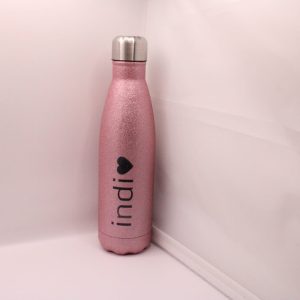 Glitterdrinkfles met naam-500ml-verkrijgbaar in 3 kleuren-lekvrij