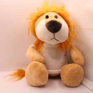 Pluche leeuw met gepersonaliseerd T-shirt-een knuffel vol liefde en herinnering