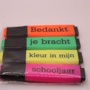 Set van vier markeer stiften-Bedankt je bracht kleur in mijn leven