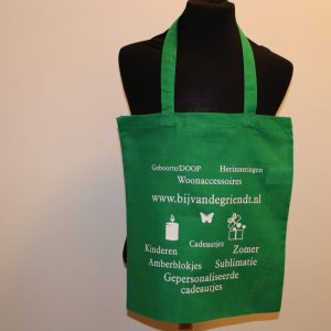 Personaliseerbare katoenen tas in groen of beige