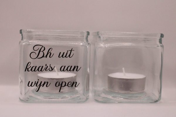 Glazen waxine / theelichthouder - Afbeelding 2