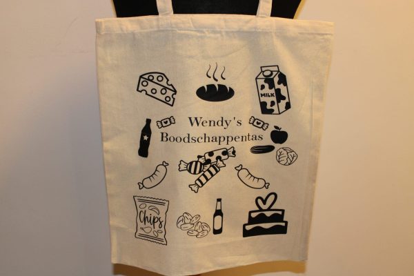 Katoenen tas beige of groen - Afbeelding 3